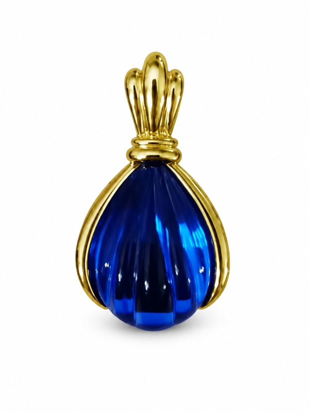 Vintage KJL Gold-Tone Blue Teardrop Pendant/Enhancer- Women Jewelry